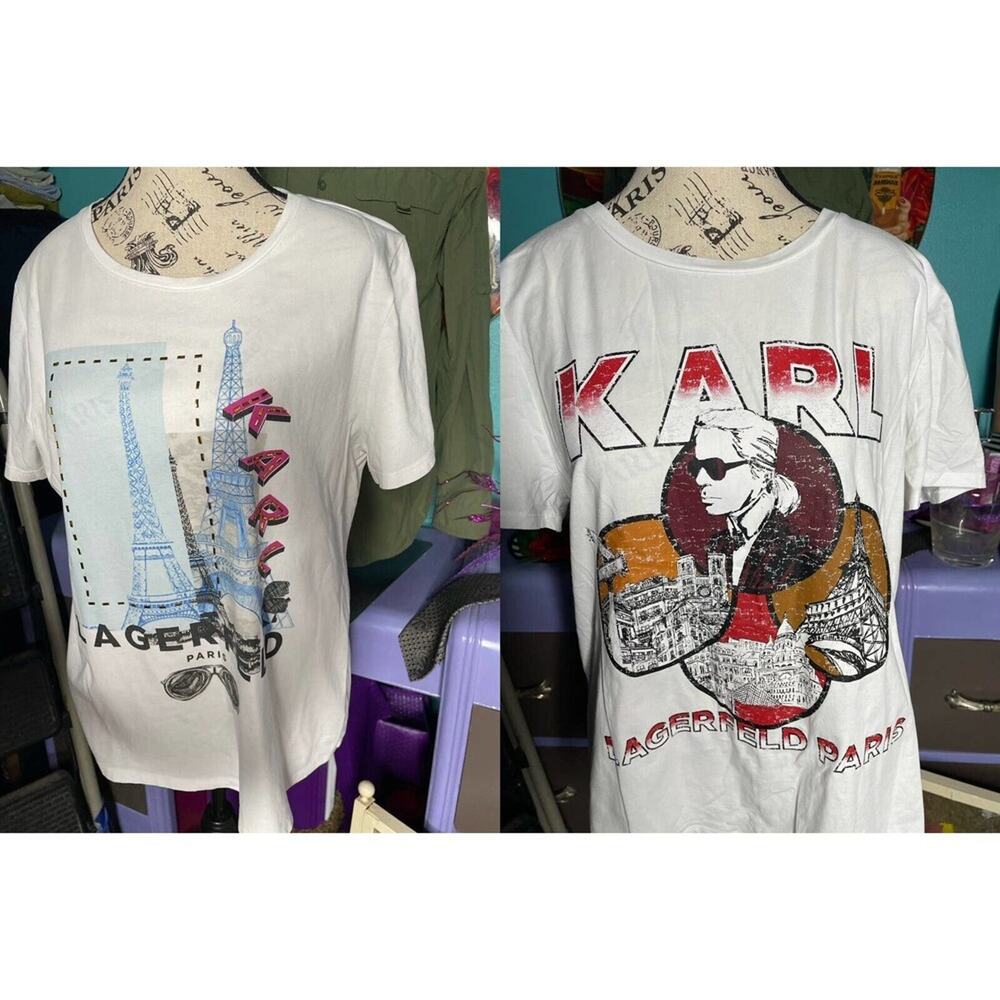 Karl‎ Lagerfield Paris T Shirts Set of 2 Womens Size Large